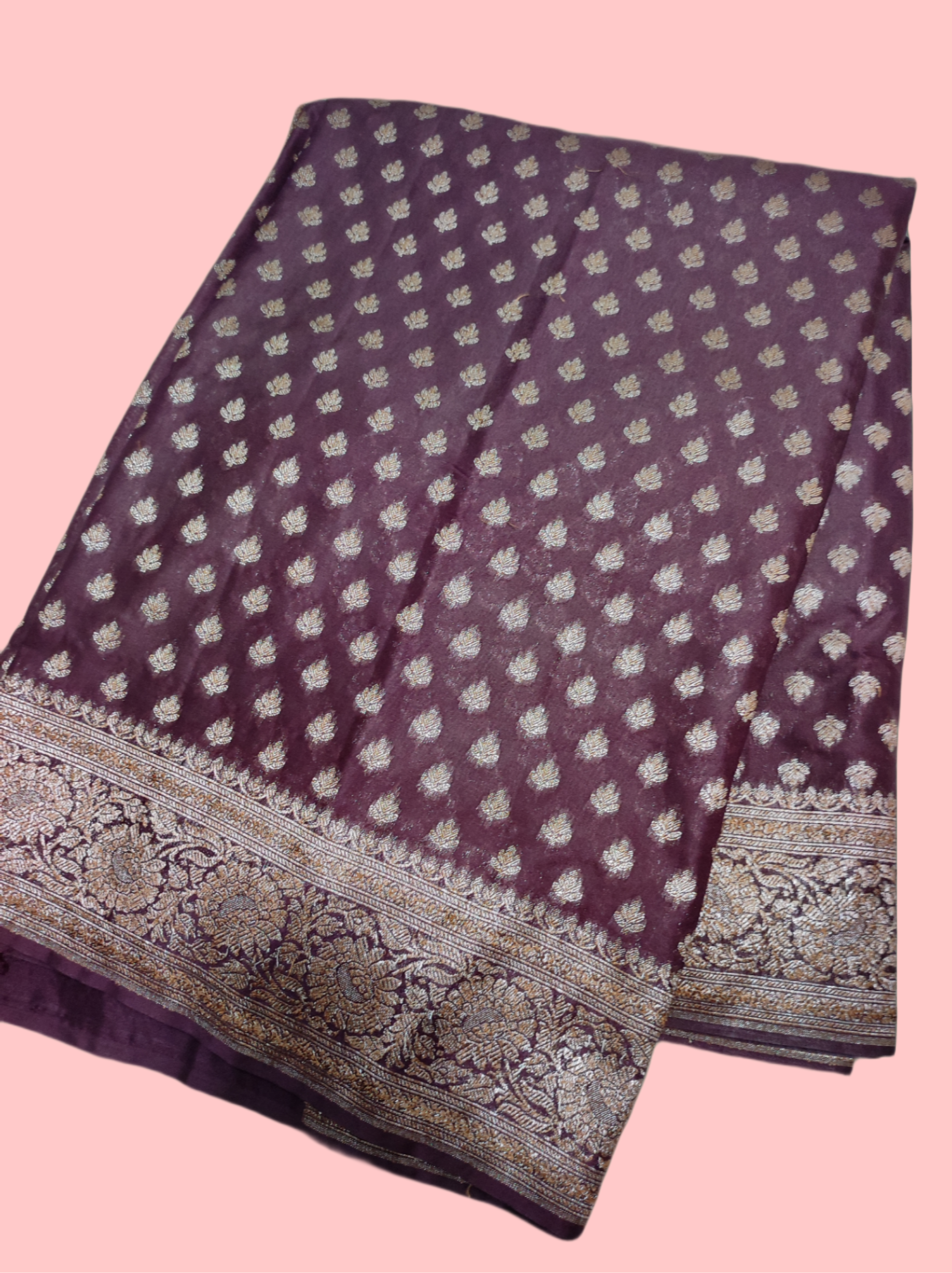 Georgette Banarasi Saree Antique Zari Deep Purple - THE WEAVER