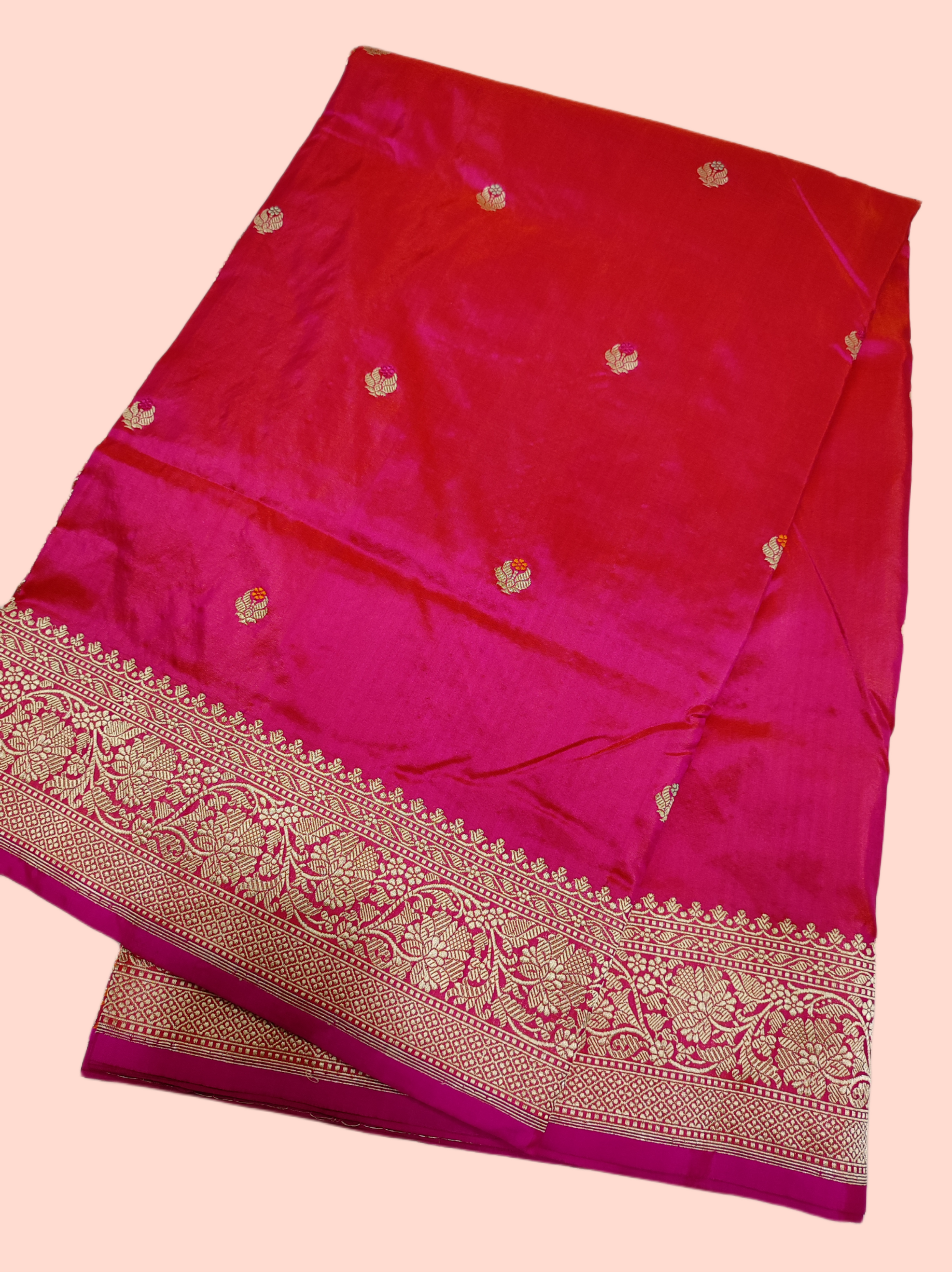 Pure Katan silk Handloom Banarasi Saree-Pink - THE WEAVER