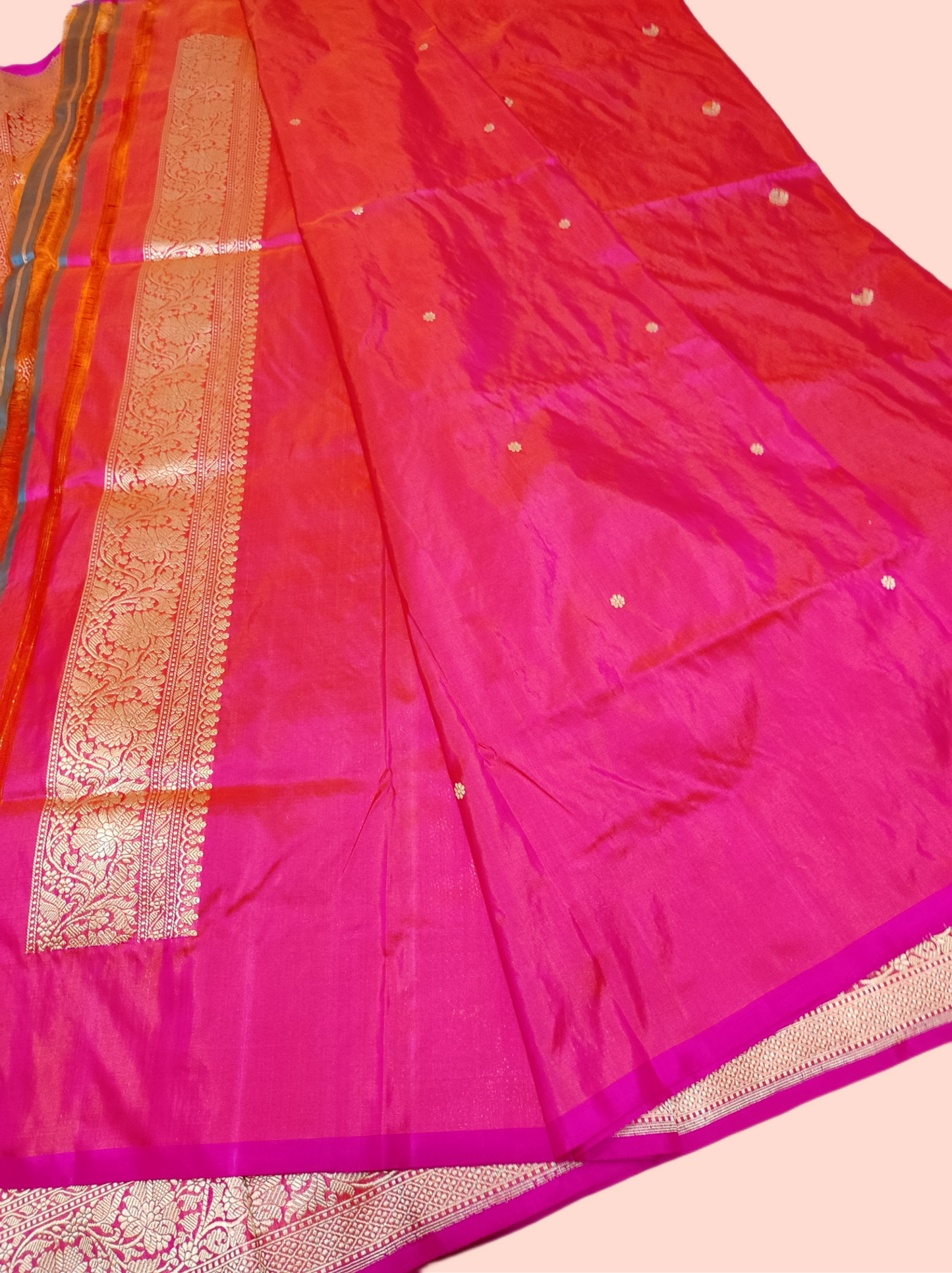 Pure Katan silk Handloom Banarasi Saree-Pink - THE WEAVER