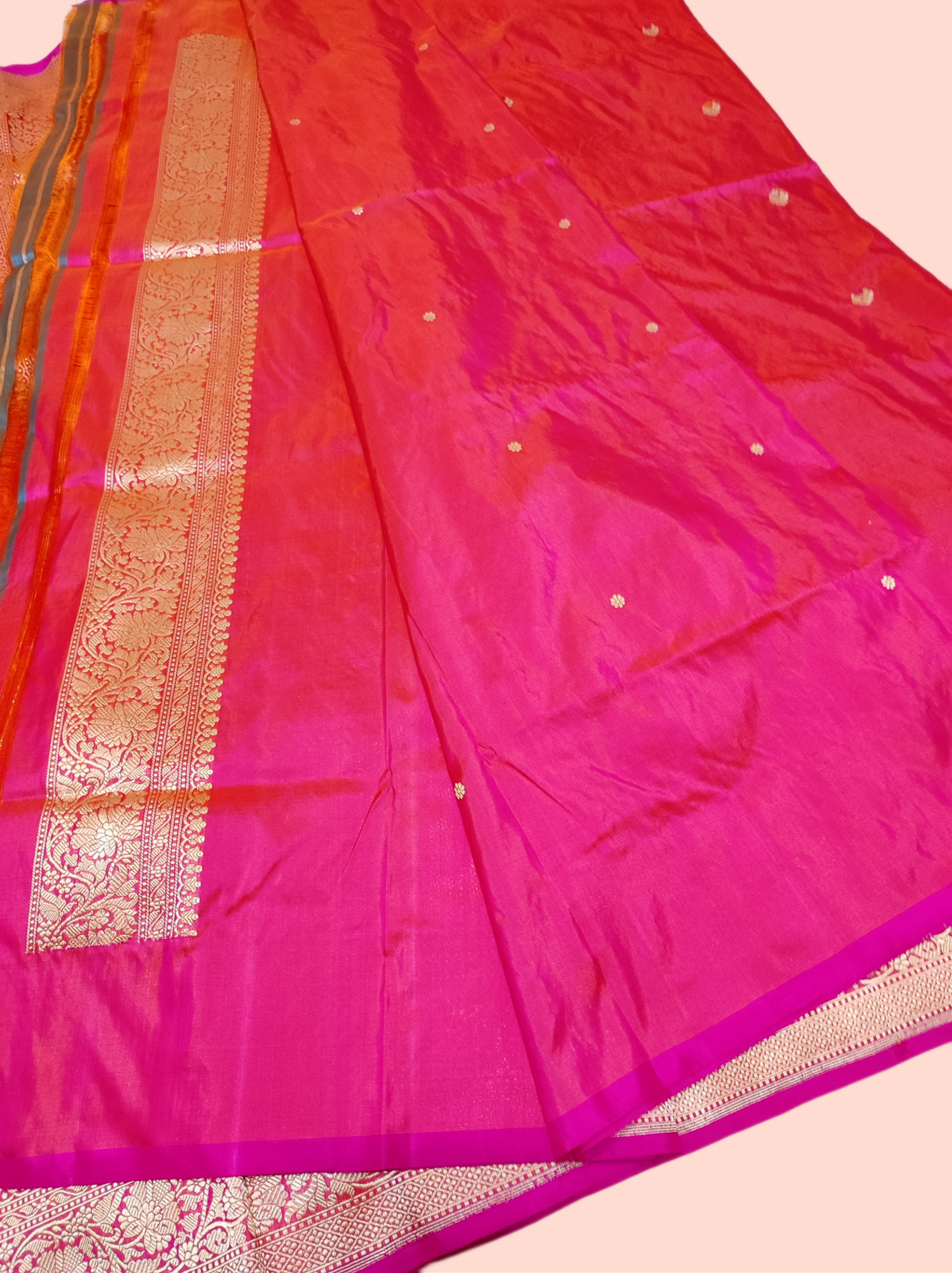 Pure Katan silk Handloom Banarasi Saree-Pink - THE WEAVER