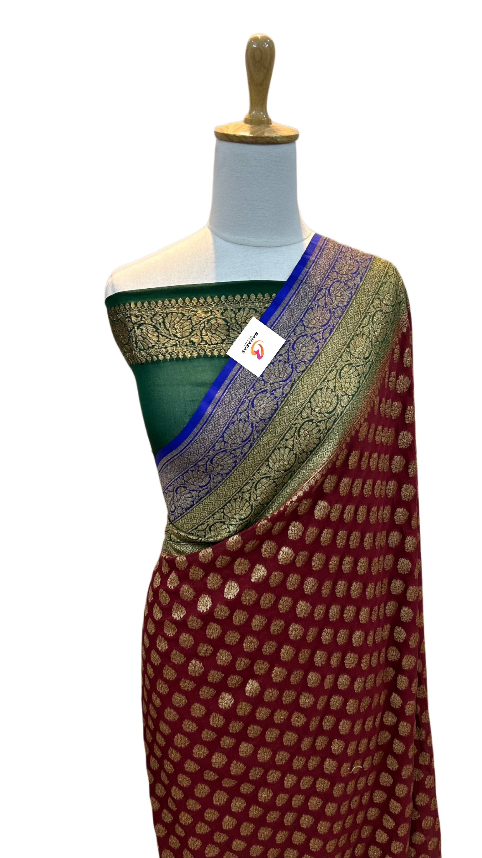 Khaddi Georgette Banarasi Saree Antique Zari - THE WEAVER