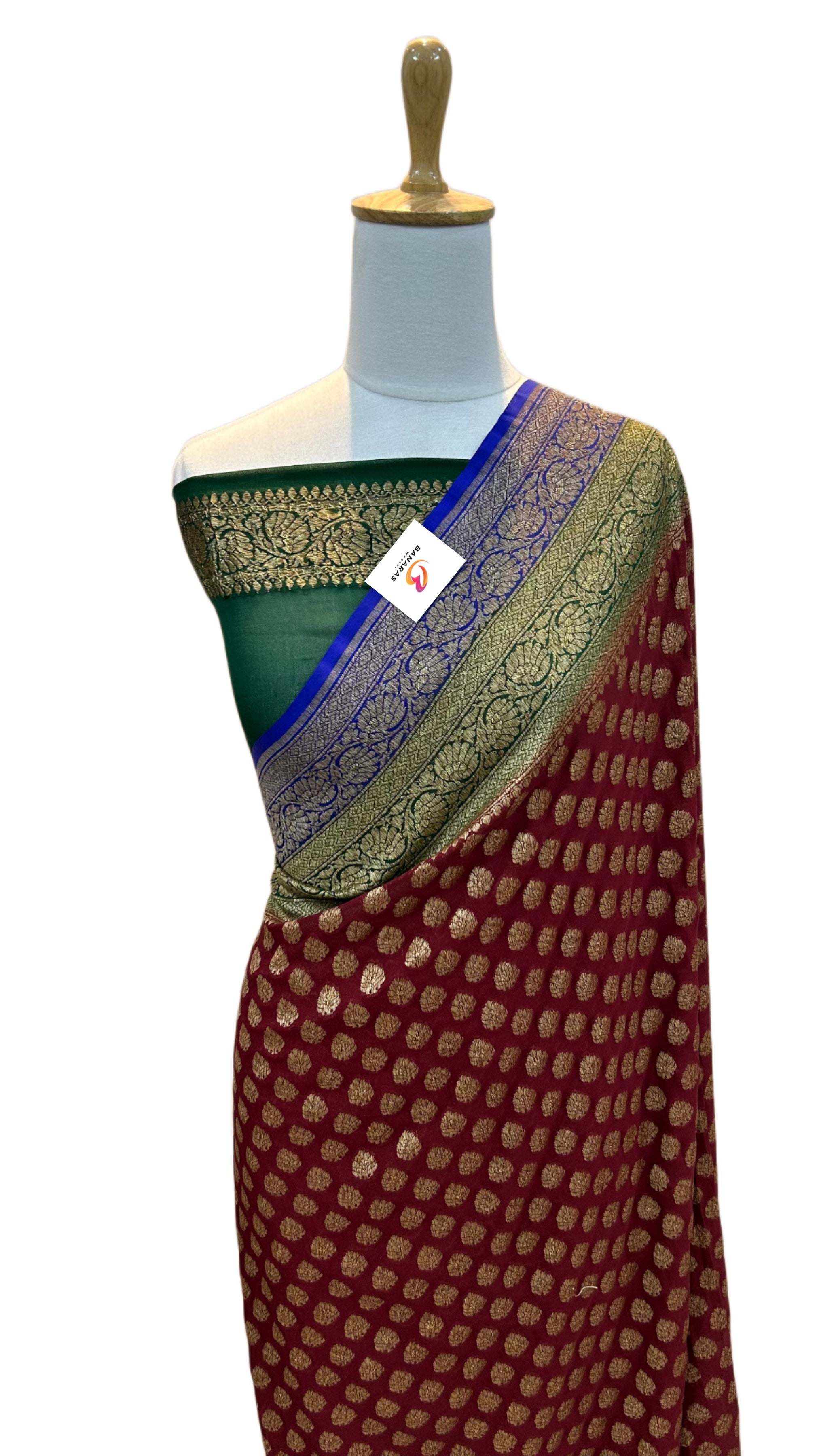 Khaddi Georgette Banarasi Saree Antique Zari - THE WEAVER