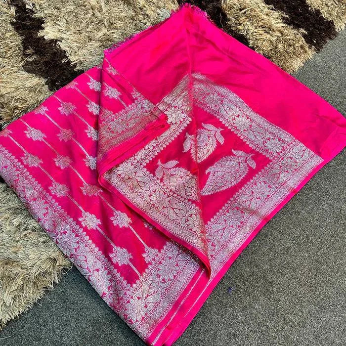 Banarasi Paudi Katan Upada Soft Silk Saree - The Weaver Banaras