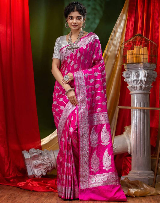 Banarasi Paudi Katan Upada Soft Silk Saree - The Weaver Banaras