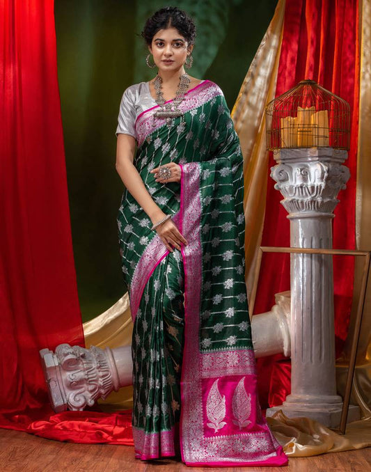 Banarasi Paudi Katan Upada Soft Silk Saree - The Weaver Banaras