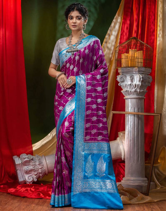 Banarasi Paudi Katan Upada Soft Silk Saree - The Weaver Banaras