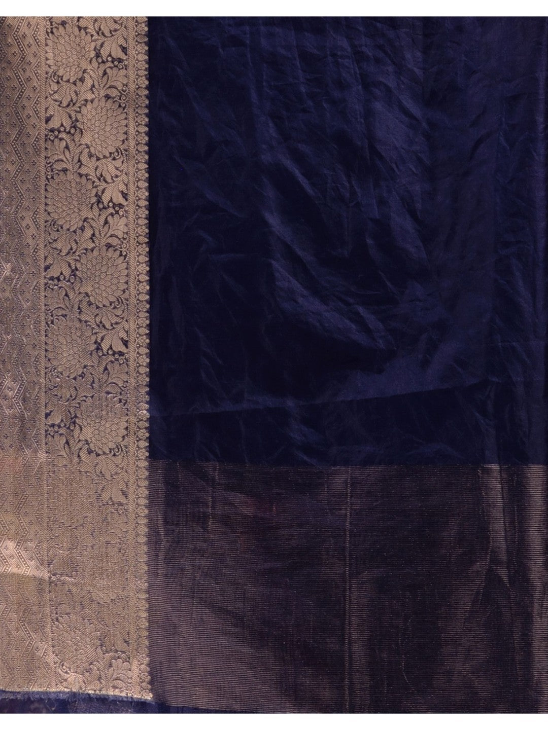 The Weaver's organza banarasi saree-navy blue - THE WEAVER