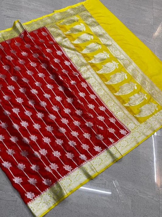 Banarasi Paudi Katan Upada Soft Silk Saree - The Weaver Banaras