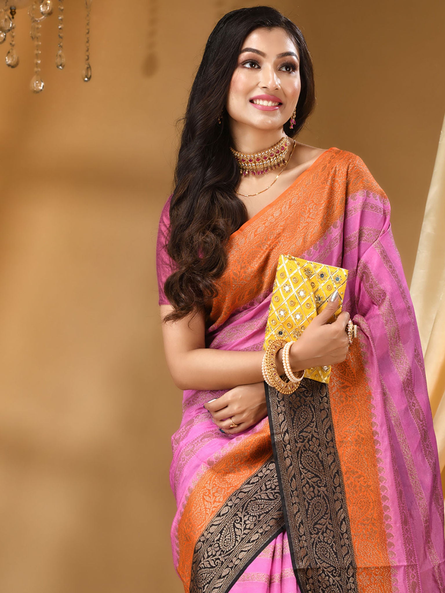 Soft Silk Saree Featuring Antique Zari Weave - The Weaver Banaras