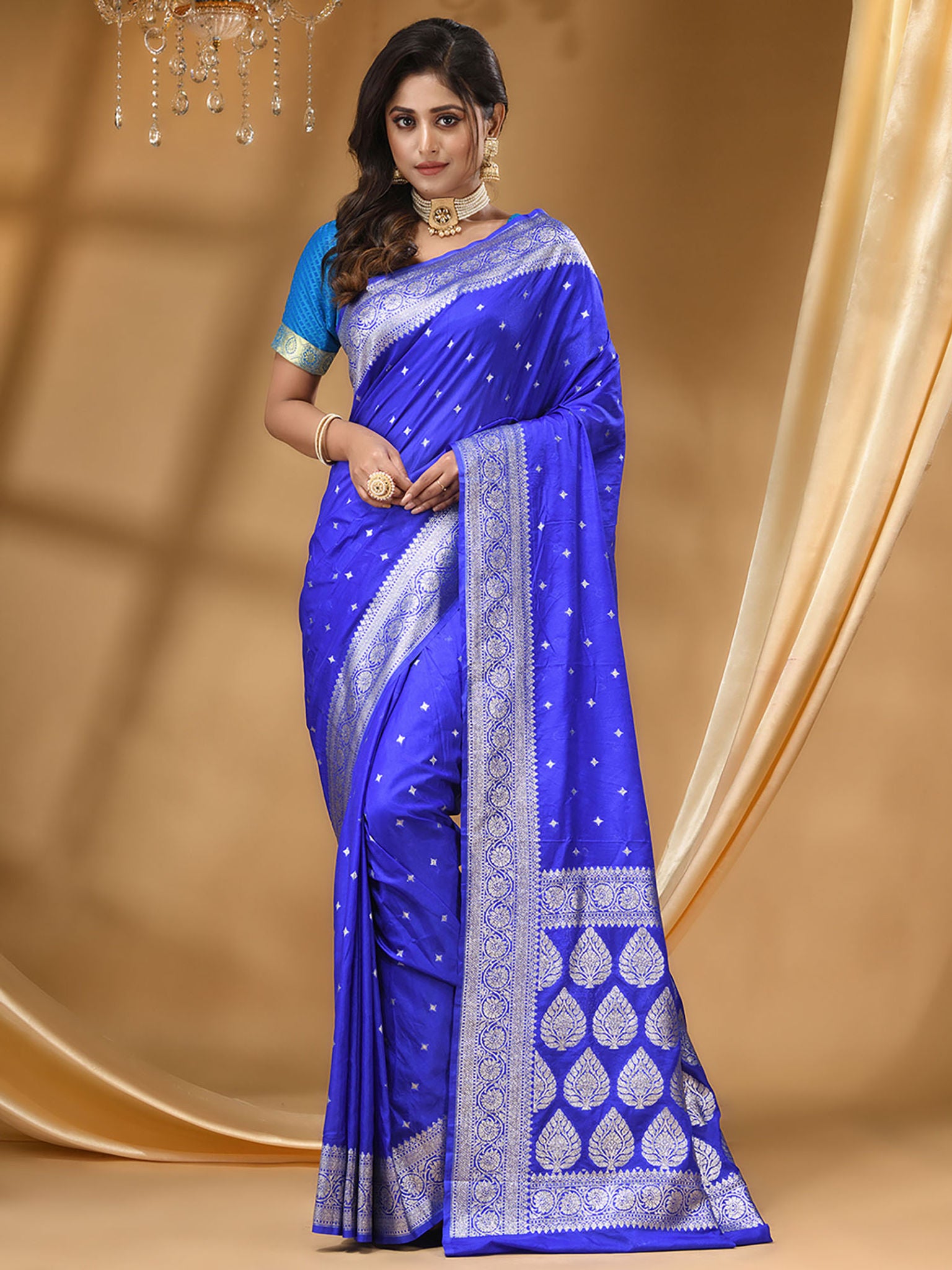 Katan Silk Handloom Banarasi Saree Royal Blue - THE WEAVER