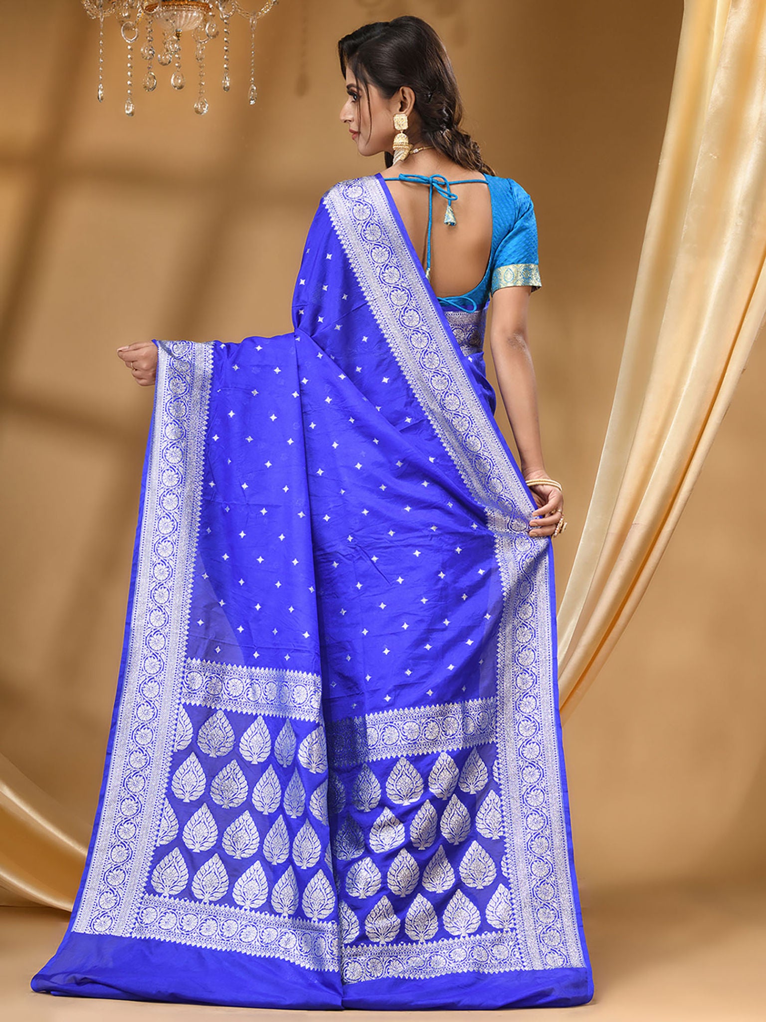 Katan Silk Handloom Banarasi Saree Royal Blue - THE WEAVER