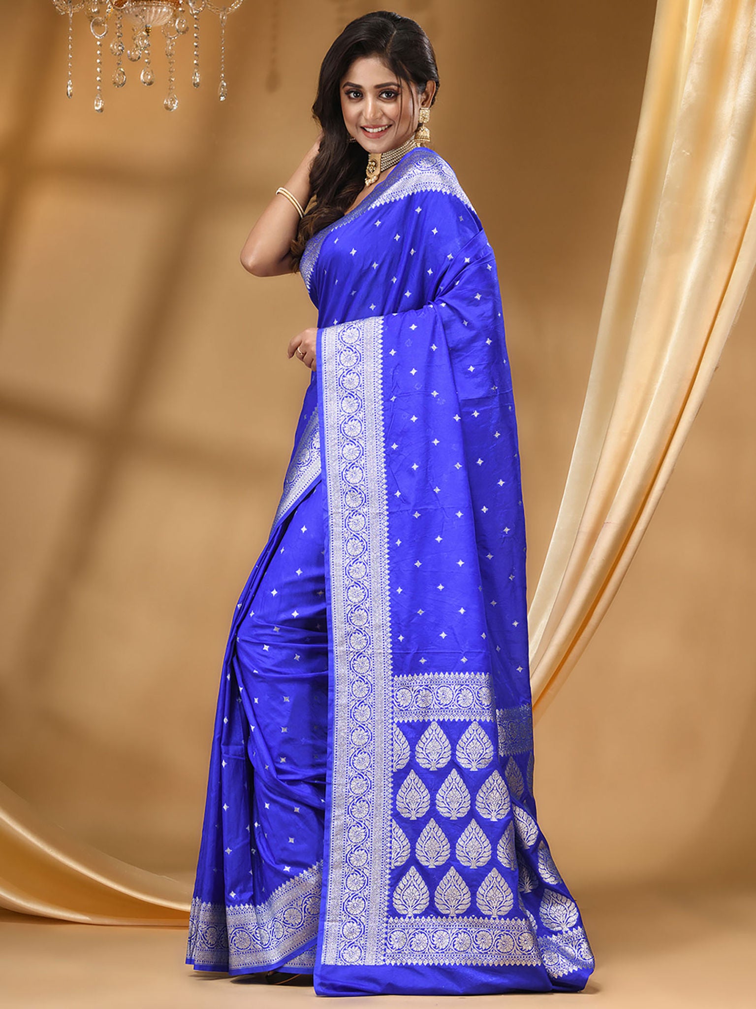 Katan Silk Handloom Banarasi Saree Royal Blue - THE WEAVER