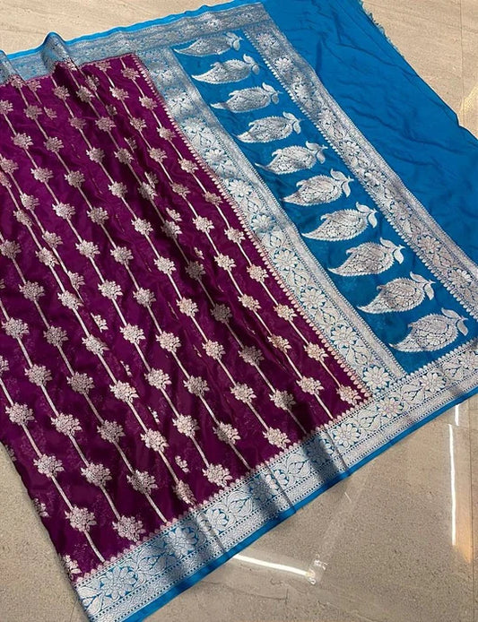 Banarasi Paudi Katan Upada Soft Silk Saree - The Weaver Banaras
