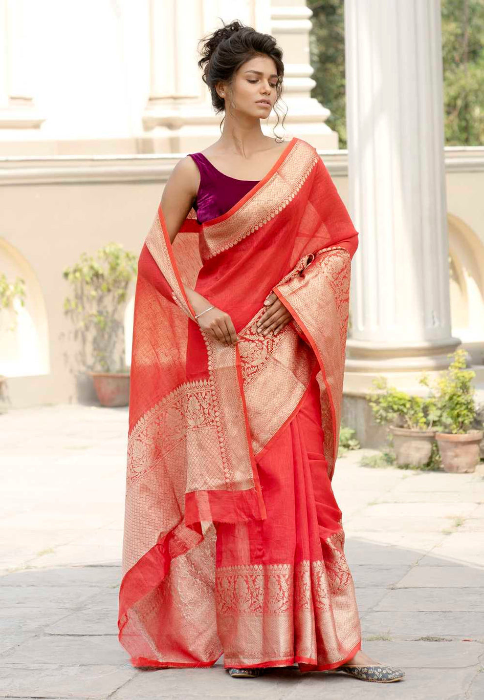 Pure Linen Banarasi Saree  range - THE WEAVER