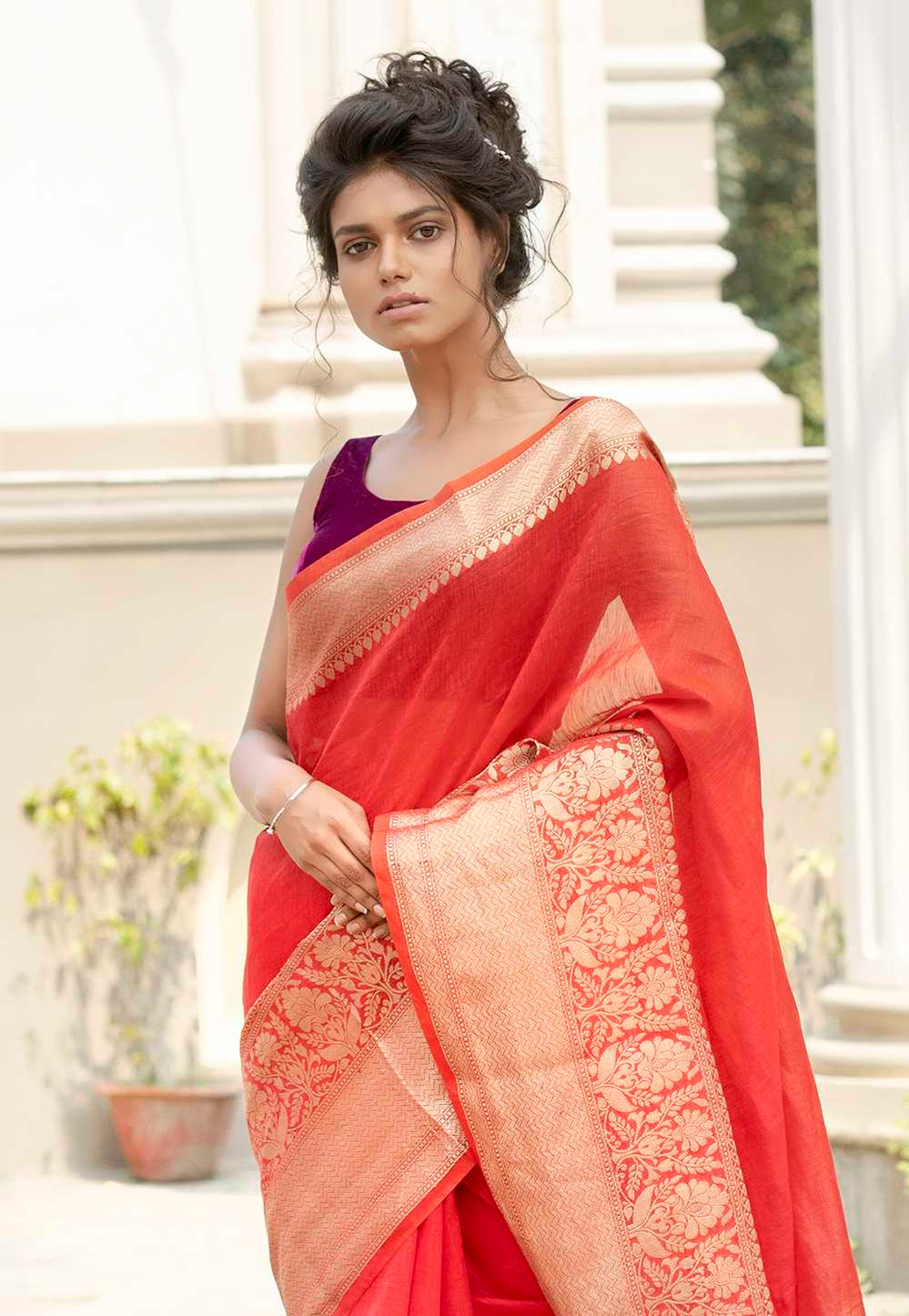 Pure Linen Banarasi Saree  range - THE WEAVER