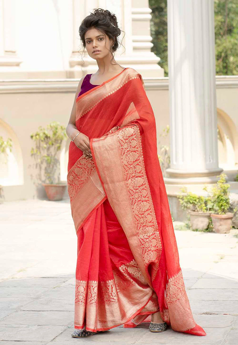 Pure Linen Banarasi Saree  range - THE WEAVER